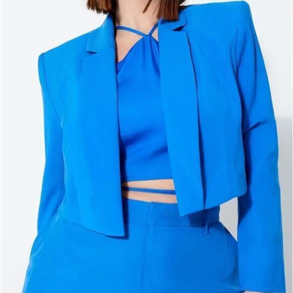 Eloquii Blue Crop Blazer, women plus size 16‎ - Picture 1 of 12